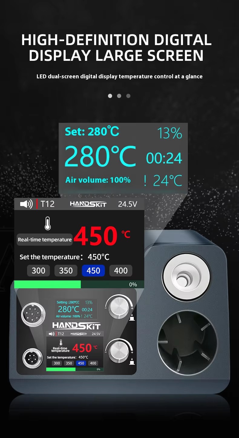 محطة لحام T12 مع مسدس هواء ساخ - مراجعة Hot Air Rework Station T12 وسعره